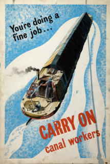 'You're doing a fine job...carry on, canal workers', World War II poster, between 1939 and 1946. Creators: Central Office of Information, Unknown.