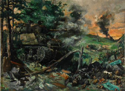 Tank battle, 1939-1946. Creators: Central Office of Information, Terence Tenison Cuneo.