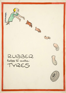 Salvage: 'Rubber helps to make tyres', World War II poster, between 1939 and 1946. Creators: Central Office of Information, Cyril Kenneth Bird.