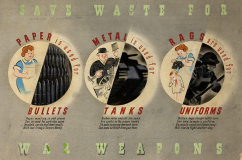 'Save waste for war weapons', World War II poster, between 1939 and 1946. Creator: Central Office of Information.