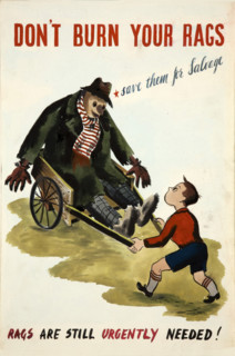 Salvage World War II poster - 'Don't burn your rags - save them for salvage'.., c1939 and 1946. Creators: Central Office of Information, Cyril Kenneth Bird.