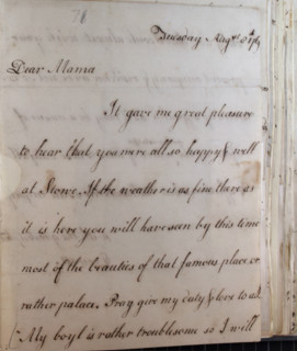Letter from William Pitt, 1769. Creator: William Pitt the Younger.