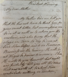 Letter from William Pitt, 1770s. Creator: William Pitt the Younger.