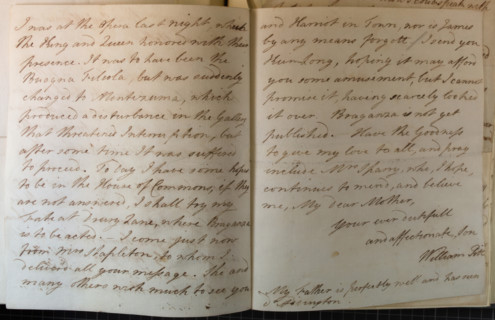 Letter from William Pitt, 1770s. Creator: William Pitt the Younger.