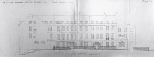 Illustration showing proposed alterations and additions to 10, 11, 12 Downing Street, 1958. Creator: Raymond Erith.