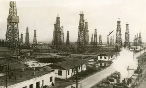 The Kaganovich oilfield outside Baku, 1940. Creators: Air Ministry, Royal Air Force.
