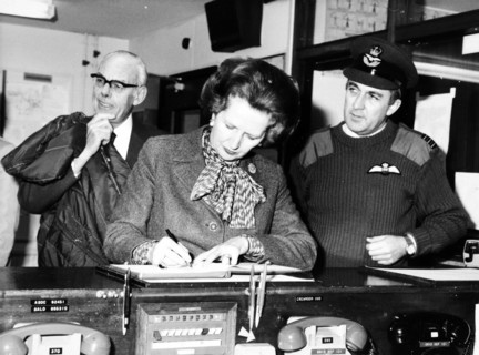Margaret and Denis Thatcher on a visit to Northern Ireland, 23 December 1982. Creators: Central Office of Information, Unknown.