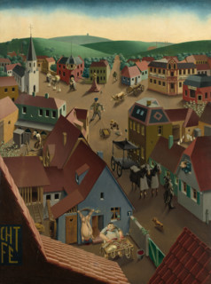 Small Town by Day (Badische Kleinstadt bei Tage), 1922-1923. Creator: Scholz, Georg (1890-1945).