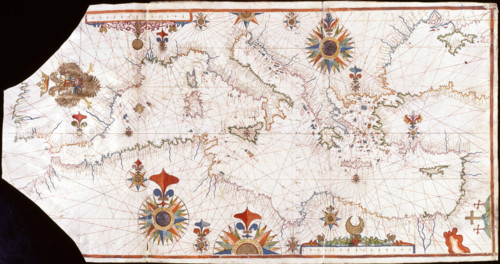 Nautical chart of the Mediterranean Sea, Early16th cen.. Creator: Anonymous master.