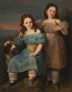 Portrait of two girls in a landscape, 1831. Creator: Esquivel, Antonio María (1806-1857).