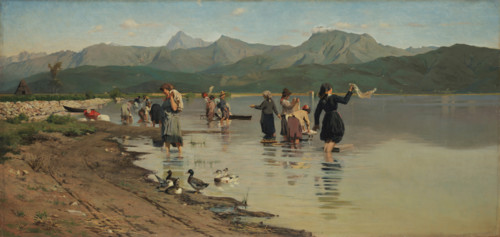 Lavandaie a Torre del lago (Washerwomen at Torre del Lago), 1880. Creator: Cecconi, Eugenio (1842-1903).