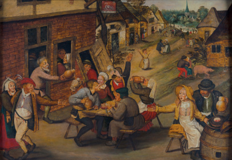 Peasants Making Merry outside a Tavern "The Swan", 1625-1630. Creator: Brueghel, Pieter, the Younger (1564-1638).