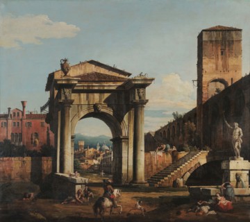 Roman Capriccio with City Gate and Tower, 1740s. Creator: Bellotto, Bernardo (1720-1780).