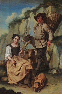 Spinner and farmer with a basket, c1765. Creator: Ceruti, Giacomo Antonio (1698-1767).