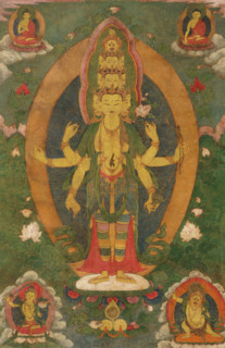 Thangka of the eleven-headed Avalokiteshvara, 19th century. Creator: Tibetan culture.
