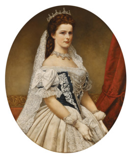 Portrait of Elisabeth of Bavaria in Hungarian coronation dress with the rose diadem, 1867. Creator: Raab, Georg Martin Ignaz (1821-1885).