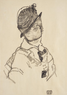 Edith with hat and face veil, 1915. Creator: Schiele, Egon (1890-1918).