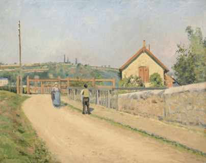 The Railway Crossing at Les Pâtis near Pontoise, 1873-1874. Creator: Pissarro, Camille (1830-1903).