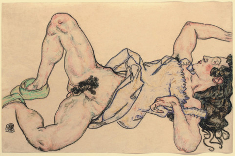Reclining woman with green shoes , 1917. Creator: Schiele, Egon (1890-1918).