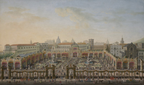 Naples, Piazza Trieste e Trento viewed from a balcony of the Palazzo Reale, 1763. Creator: Joli, Antonio (1700-1777).