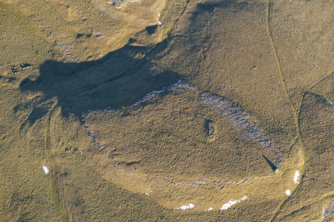 Dudderhouse Hill Long Cairn, recently scheduled, Austwick, Yorkshire Dales, 2025. Creator: Robyn Andrews.