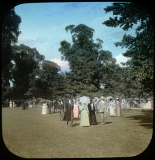 Well dressed ladies and gentlemen attending a sports day...Eton College,  Windsor, 1889. Creator: Henry Taunt.
