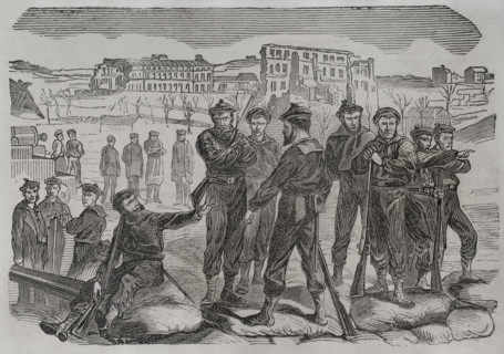 Franco-Prussian War (1870-1871): Sailors refusing to leave the fort of Montrouge, Paris, 1871.  Creator: Unknown.
