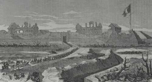 Versailles troops enter the Fort d'Issy to overthrow the revolutionary government, Paris..., 1871.  Creator: Fernando Miranda.