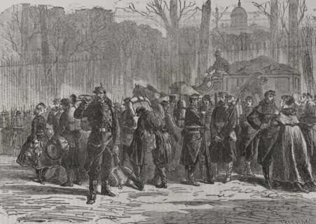Franco-German War (1870-1871): Departure of the 10th regiment of the National Guard...France, 1871. Creator: Auguste Trichon.