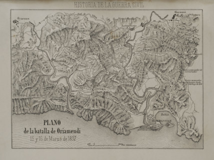 Plan of the Battle of Oriamendi (15 and 16 March 1837), First Carlist War (1833-1840), 1869.  Creator: Unknown.