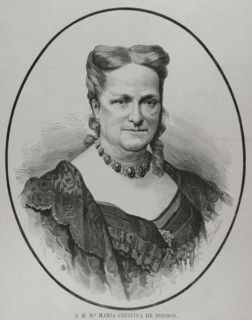 María Cristina de Borbón of the Two Sicilies (1806-1878), Queen consort of Spain, 1878. Creators: Félix Badillo, Arturo Carretero y Sánchez.