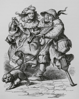 Beggar playing the fiddle, his wife accompanying him with bones, 17th-century (1878). Creator: Unknown.