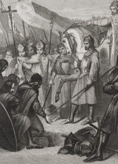 Portrait of Mauregatus of Asturias, the Usurper (?-788), King of Asturias from 783 to 788, 1853.  Creators: Unknown, Antonio Roca Sallent.