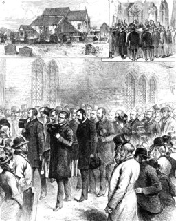 Removal of the remains of William Harvey at Hempstead Church, Essex, 1883. Creator: Unknown.