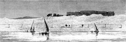 Sketches of Upper Egypt: telegraph in the desert, between Esneh and Assouan, 1883. Creator: Unknown.