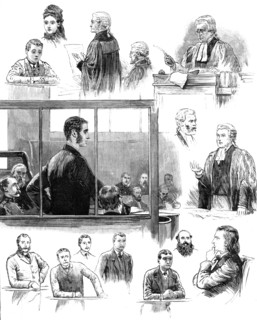The Trial of Patrick O'Donnell at the Old Bailey for the murder of James Carey, 1883. Creator: Unknown.