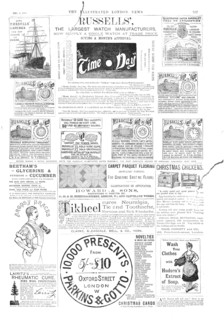 Page of advertisements, 1883. Creator: Unknown.