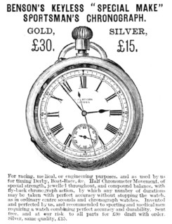 Benson's Keyless "Special Make" Sportsman's Chronograph, 1883. Creator: Unknown.