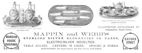 Advertisement for Mappin and Webb, 1883.  Creator: Unknown.