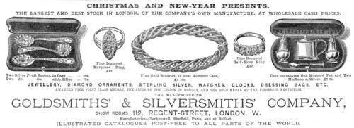 Advertisement for the Goldsmiths' & Silversmiths' Company, 1883. Creator: Unknown.
