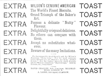 Wilson's Genuine American - Extra Toast, 1883.  Creator: Unknown.