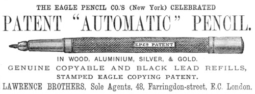 The Eagle Pencil Co.'s Celebrated Patent "Automatic" Pencil, 1883. Creator: Unknown.