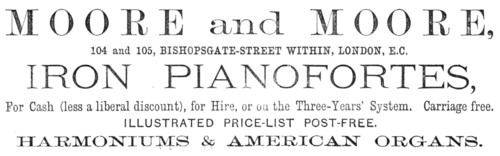 Moore and Moore, Iron Pianofortes, 1883. Creator: Unknown.