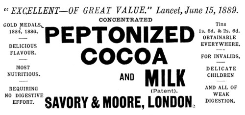 Advertisement for Peptonized Cocoa and Milk, 1890. Creator: Unknown.