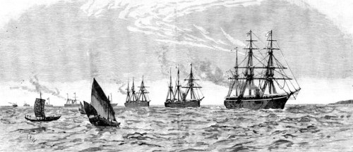 ...Emin Pasha Relief Expedition: British and German naval squadrons escorting Mr. Stanley..., 1890. Creator: Unknown.