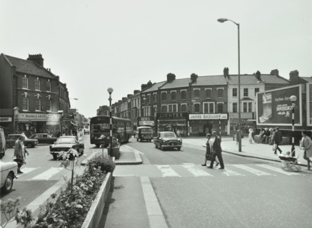 General view of Hoe Street, Walthamstow, at the junction with Church Hill and High St, London, 1970. Creator: Unknown.