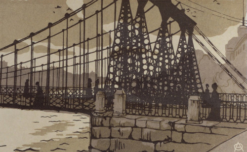 The Chain Bridge in Saint Petersburg, Early 20th cen.. Creator: Anna Petrovna Ostroumova-Lebedeva.