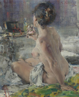 Seated Nude, 1923. Creator: Nikolay Feshin.