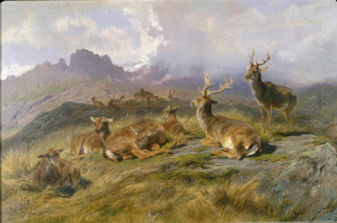 Landscape with Deer, 1887. Creator: Rosa Bonheur.