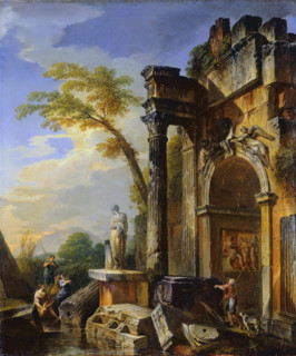 Ruins of a Triumphal Arch in the Roman Campagna, between 1717 and 1719. Creator: Giovanni Paolo Panini.